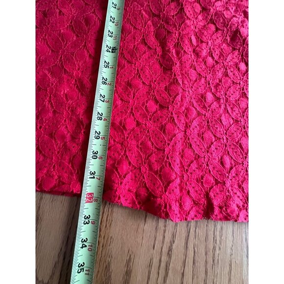 Love Notes Size M Red Lace Dress Bell Sleeves Oversized Zipper Classic Demure - Picture 11 of 11